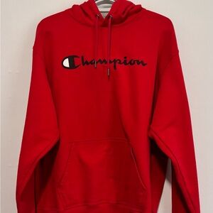 🆗 Champion Bold Red Pullover Hoodie